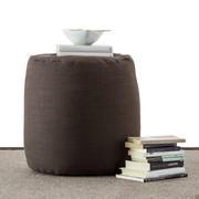 Soft pouffe in Madoka Delave linen, dark brown