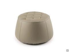 Cobalto round tufted ottoman in faux leather