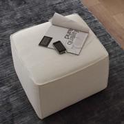 Attitude square pouffe in white fabric