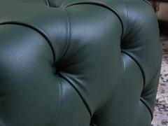 Detail of the tufted leather upholstery 