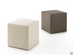 Pair of square poufs Cherie covered in leather