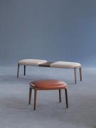 Upholstered bench with ash legs Velis in several versions