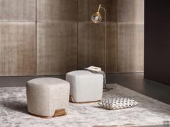 Square ottoman for bedrooms Olos by Bonaldo, upholstered in fabric and with bent wood