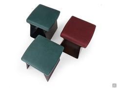 The pouffe stool with a square seat cushion Calvin viewed from above