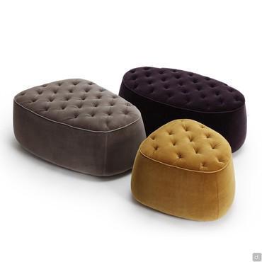 Cobalto tufted velvet ottoman, set of three