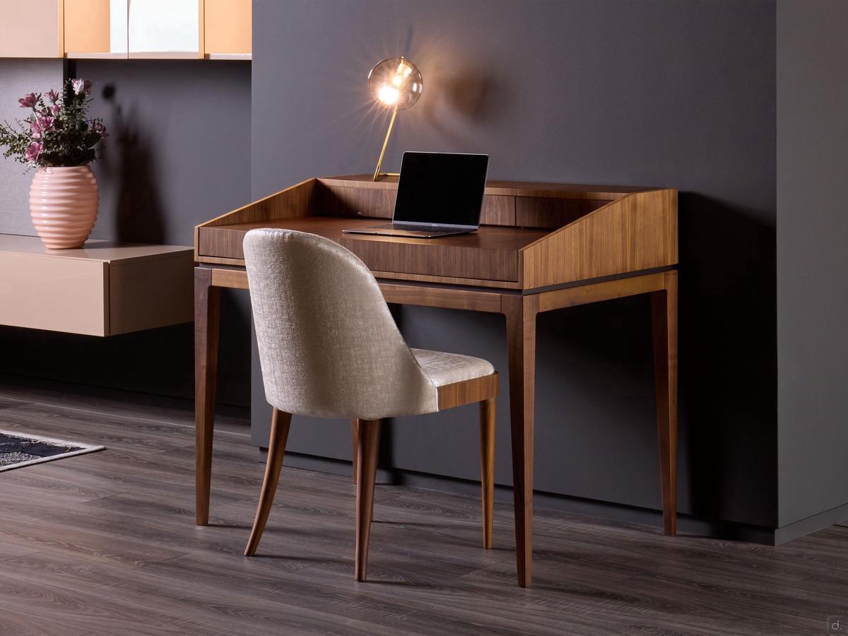 Aneko Outlet modern secretaire desk in combination with the Eiko Outlet chair, perfectly matched for Natural Walnut wood finish