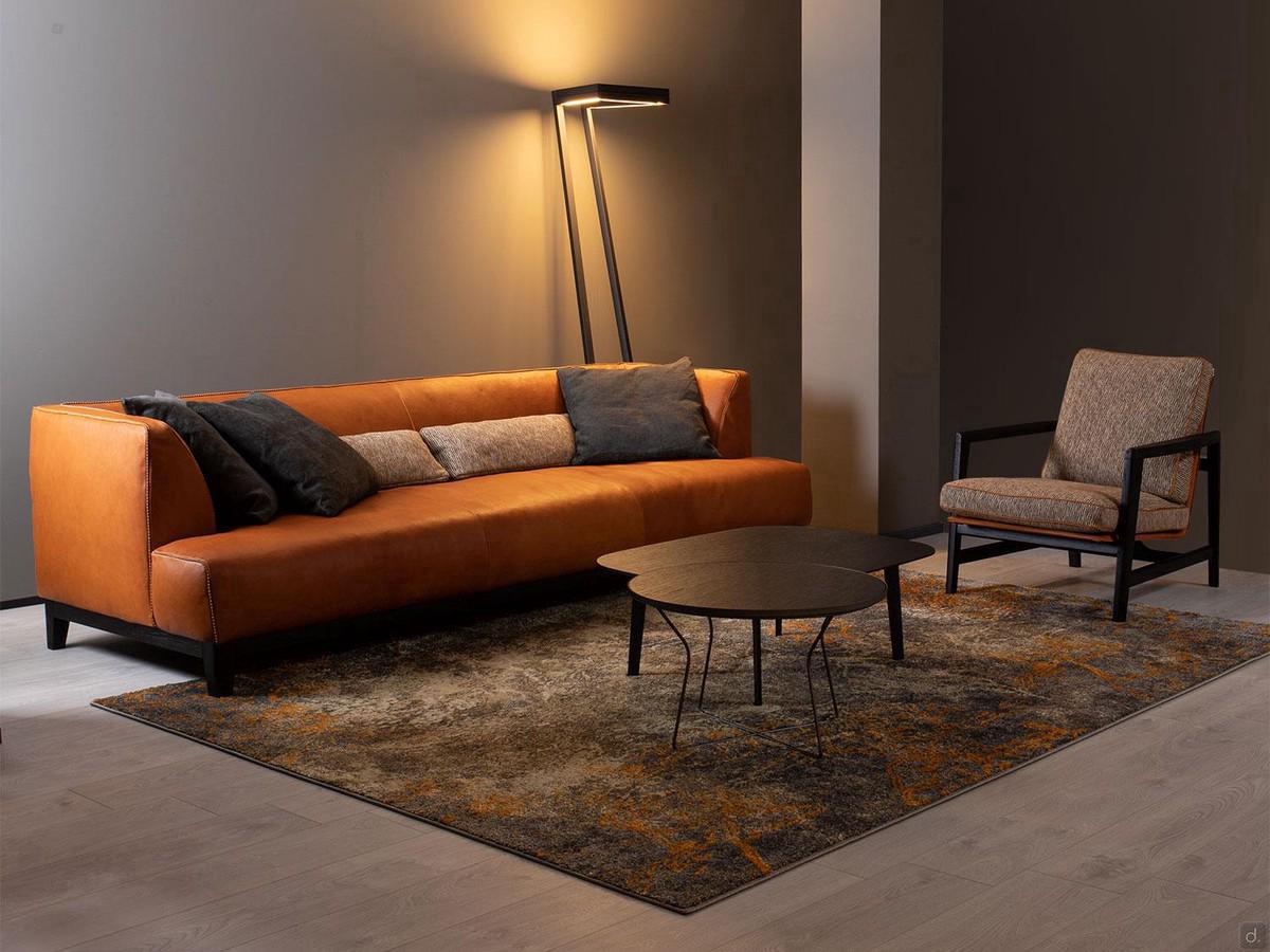 Goya Outlet real leather low lounge sofa combined with Halley Outlet armchair