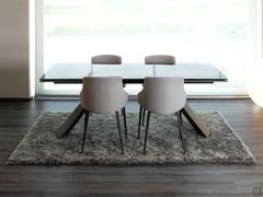 Extending glass ceramic table and upholstered chairs Shore and Count outlet