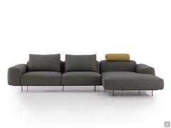 Biarritz Outlet design sofa composed of a 207 cm wide end element and a 120 cm wide chaise longue.