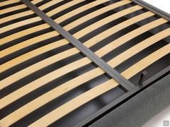 Wooden slatted bed base with strap for easy raising