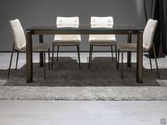 Extending glass ceramic table and upholstered chairs Albert and Bell outlet