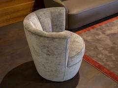 Top view of the Petra outlet swivel chair upholstered in velvet