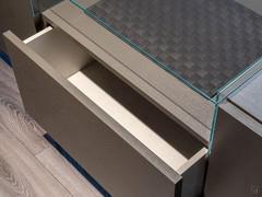 Capacious drawer for the Kaen outlet centreboard with open compartment