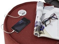 Detail of the mobile phone charging station with two USB ports (the image is for presentation purposes only)