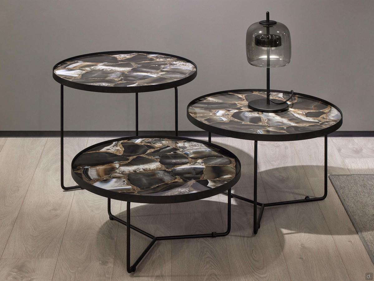 Billy outlet round coffee tables by Cattelan with Zefiro marble-effect Keramik top