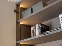 Detail of interior shelving and LED lighting