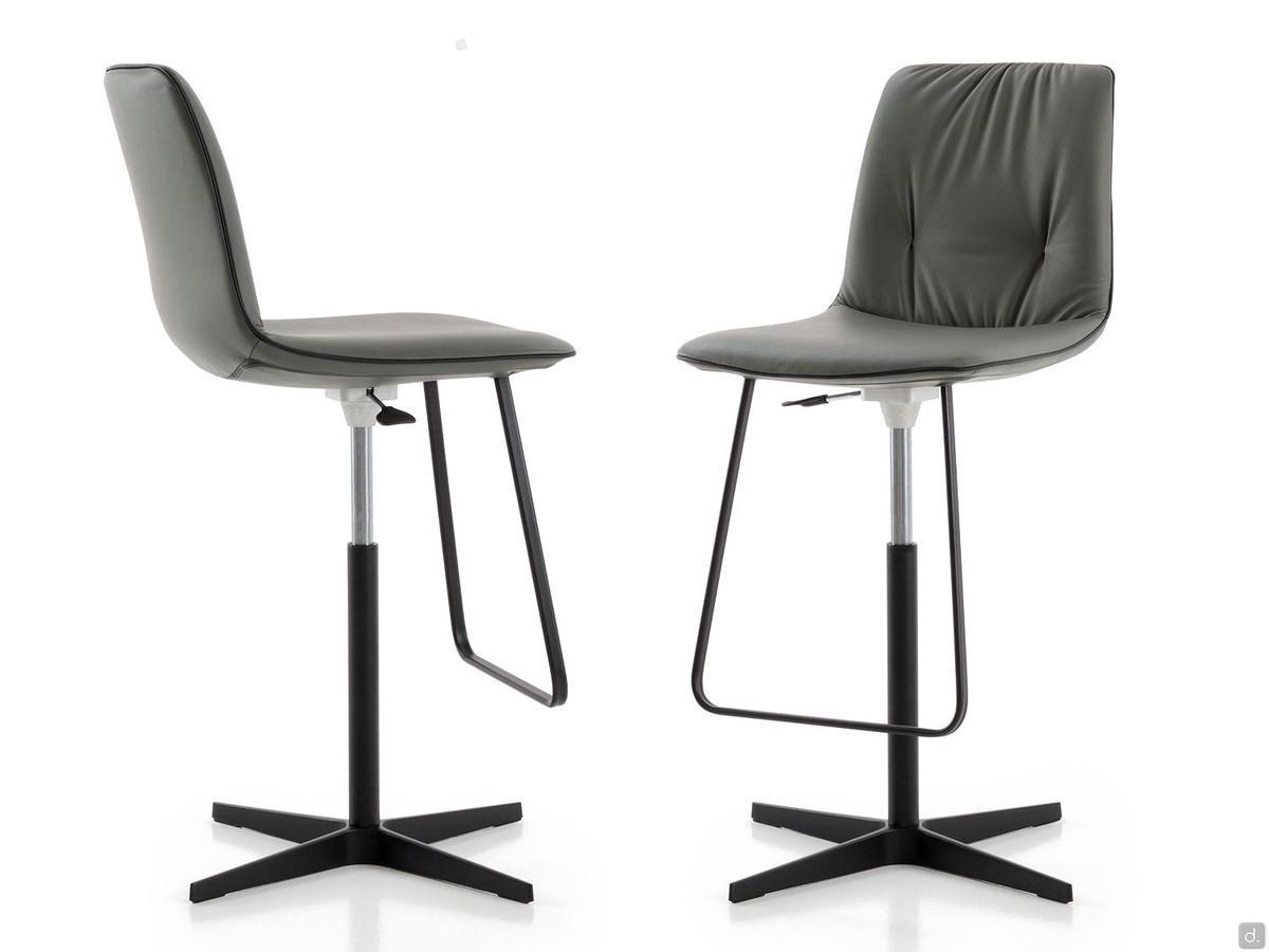 Betta outlet leather-upholstered stools with adjustable height and painted aluminium base