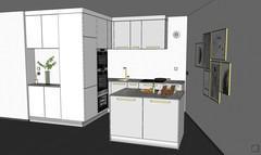 Project to furnish small corner kitchen with island - kitchen view