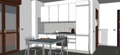 3D One-room apartment design - kitchen area view