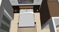 3D Bedroom Design - top view of bed area