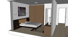 3D Bedroom Design - side view bed area