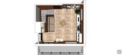 3D Living room/living room design - top view