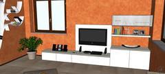 3D Living room/living room design - view of fitted wall