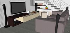 3D Living room/living room design - tv area view