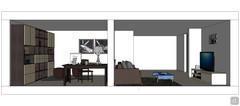 3D Living room/living room design - side view