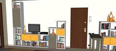 3D Living room/living room design - detail bookcase relax area