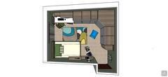 3D Bedroom design - top view 