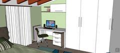 3D Bedroom design - study corner (closed desk)