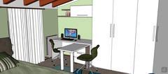 3D Bedroom design - study corner (open desk)