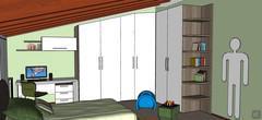 3D Bedroom design - closet with bookcase terminal