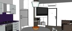 3D Living room/living room design - view of dining area and living room