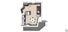 3D Living room/living room design - top view