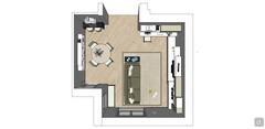 3D Living room/living room design - top view