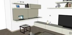 3D Living room/living room design - home office area view