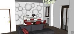 3D Living room/living room design - dining area view