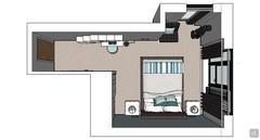 3D Bedroom Design - top view