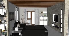  3D Living room/living room design - view from the dining room