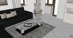  3D Living room/living room design - detail of coffee table and armchair