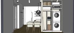 3D Open Space Design - open laundry columns