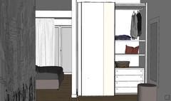 3D Bedroom Design - interior wardrobe view with chest of drawers