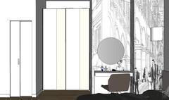 3D Bedroom Design - second wardrobe view in niche