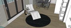  3D Living room/living room design - chaise longue view