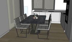  3D Living room/living room design - dining table view