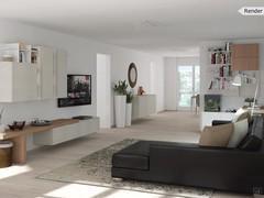 Design for a rectangular living room - render