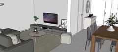 3D Living room/living room design - view of fitted wall