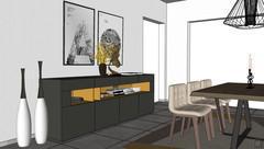 3D Living room/living room design - sideboard detail